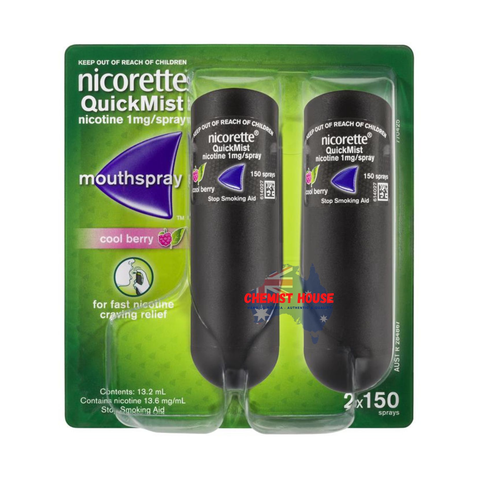 Xịt Bỏ Thuốc Lá Úc Quit Smoking QuickMist Nicotine Mouth Spray 150 lần xịt Dập Tan Cơn Thèm Khát