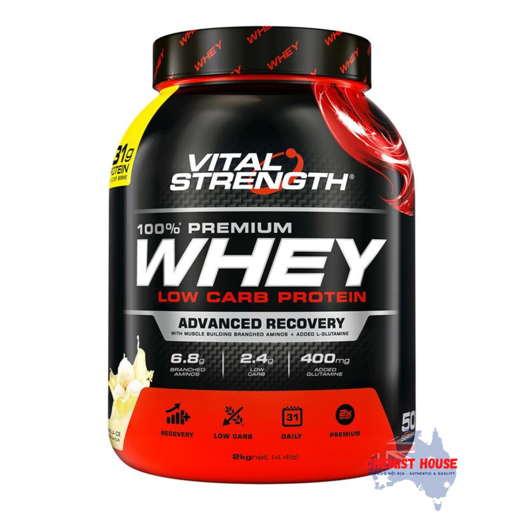 Bột Vital Strength Launch Whey Protein Tăng Trưởng & Phục Hồi Cơ Vị Vanilla/ Sô Cô La - Vital Strength Launch Whey Protein Vanilla/Chocolate