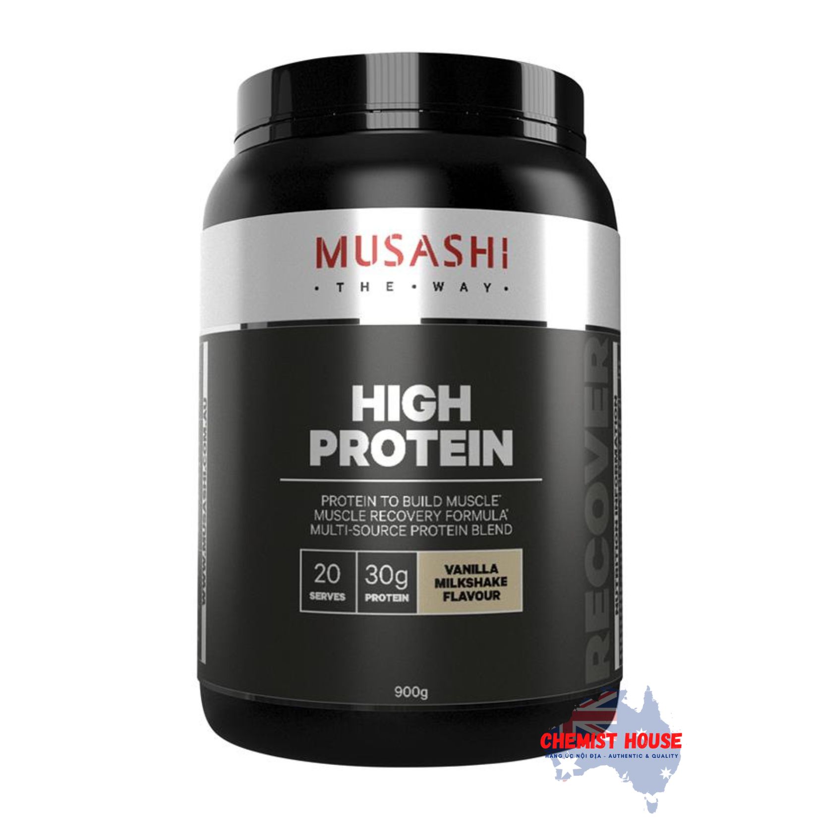 Bột Musashi High Protein Cao Musashi Phục Hồi Cơ & Tăng Cơ Vị Caramel Muối/Vanila/Chocolate - Musashi High Protein Salted Caramel/Vanila/Chocolate
