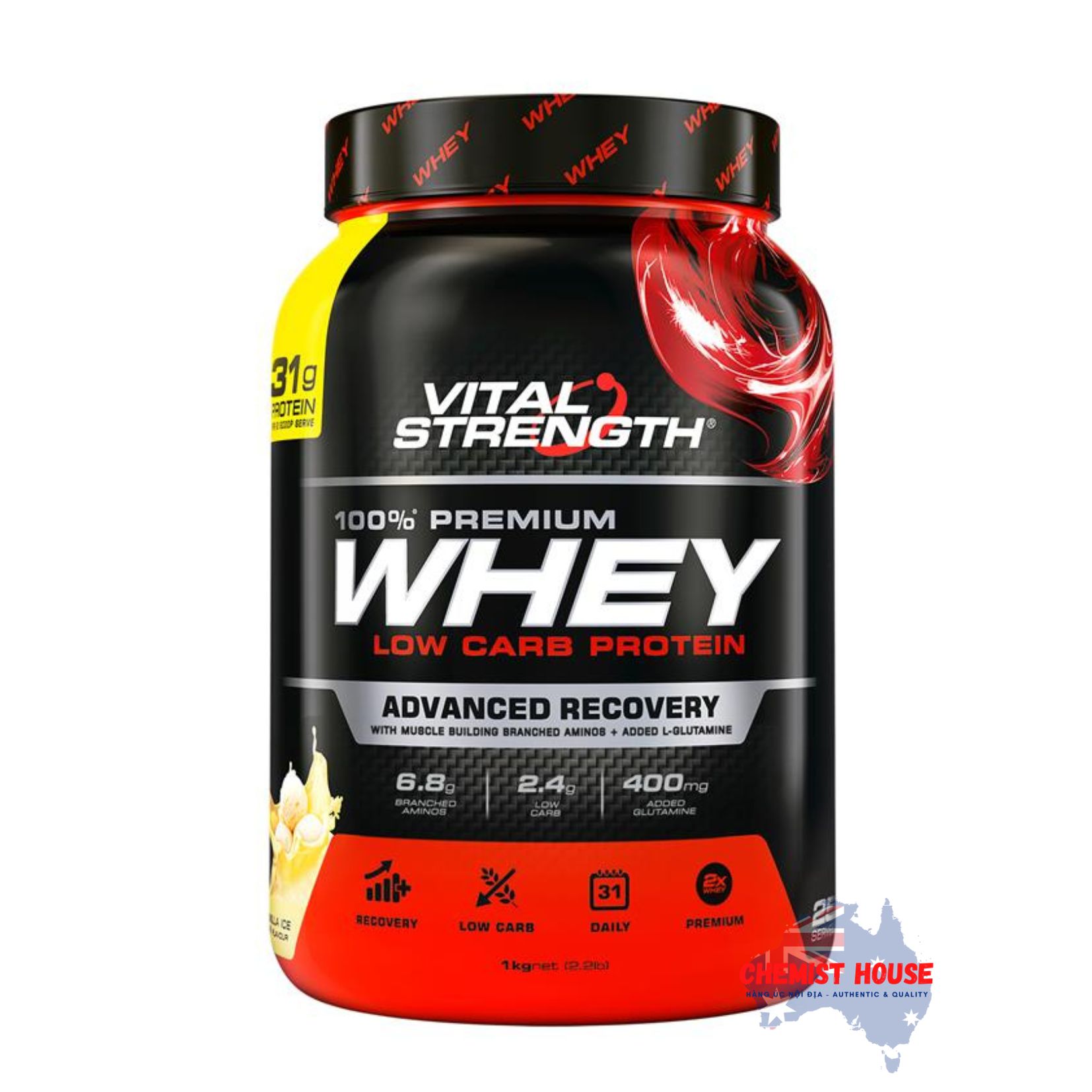 Bột Vital Strength Launch Whey Protein Tăng Trưởng & Phục Hồi Cơ Vị Vanilla/ Sô Cô La - Vital Strength Launch Whey Protein Vanilla/Chocolate