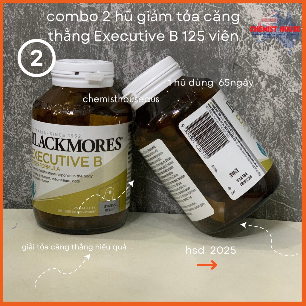 [Hàng chuẩn Úc] Viên Uống Giảm Căng Thẳng, Mệt Mỏi Blackmores Executive B Stress Formula