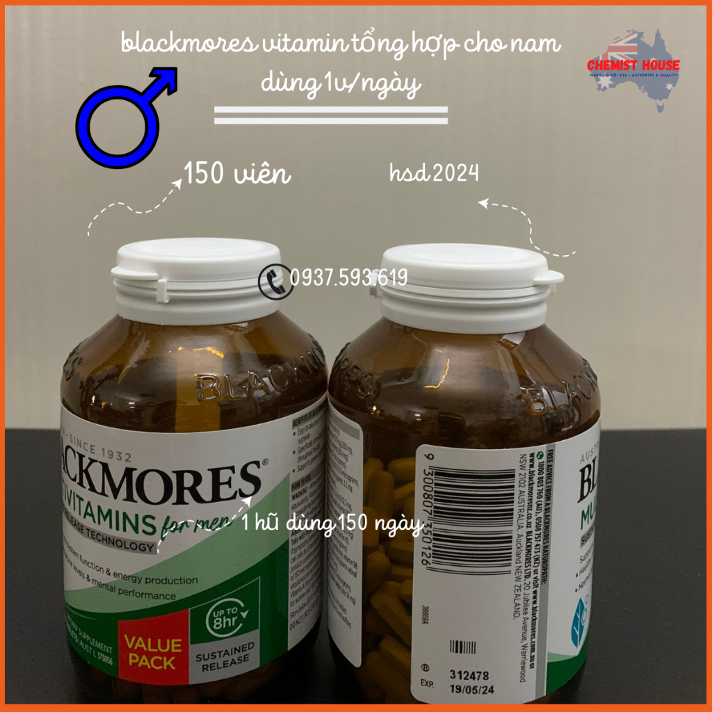 Blackmores Vitamin Tổng Hợp Nam Nữ Úc - Blackmores Multivitamin For Men | Women Tăng Năng Lượng Sức Khỏe Toàn Diện