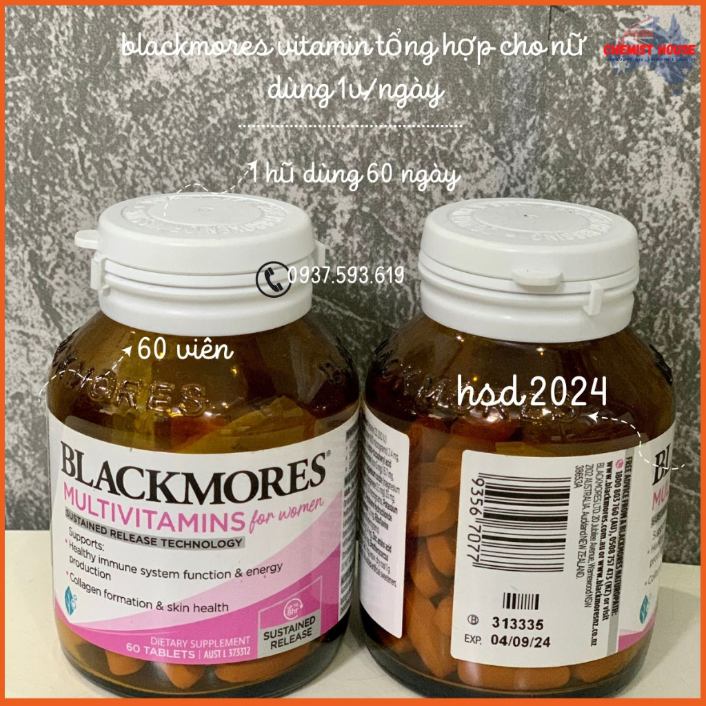 Blackmores Vitamin Tổng Hợp Nam Nữ Úc - Blackmores Multivitamin For Men | Women Tăng Năng Lượng Sức Khỏe Toàn Diện