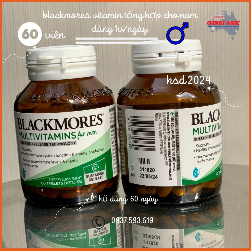 Blackmores Vitamin Tổng Hợp Nam Nữ Úc - Blackmores Multivitamin For Men | Women Tăng Năng Lượng Sức Khỏe Toàn Diện