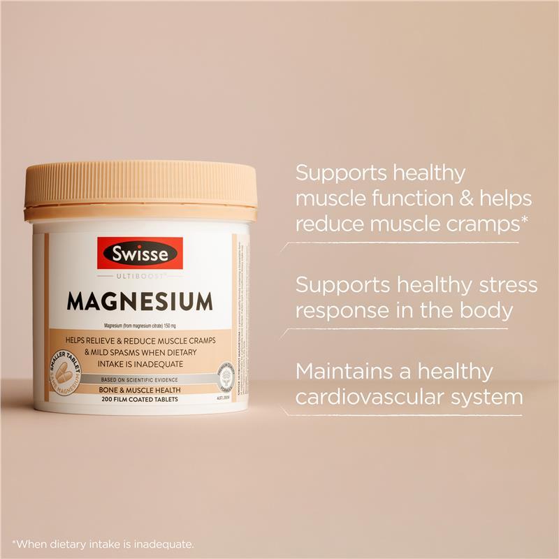 [Hàng Úc] Swisse Ultiboost Magnesium Viên Uống Bổ Sung Magie Tăng Cường Cơ Bắp Giảm Căng Thẳng Duy Trì Năng Lượng