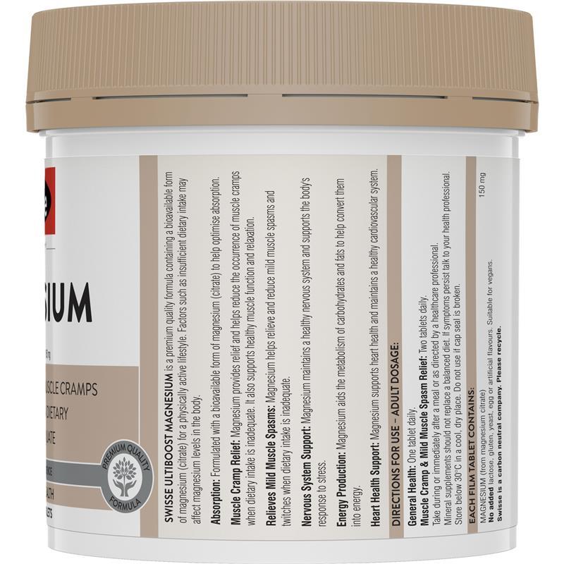 [Hàng Úc] Swisse Ultiboost Magnesium Viên Uống Bổ Sung Magie Tăng Cường Cơ Bắp Giảm Căng Thẳng Duy Trì Năng Lượng