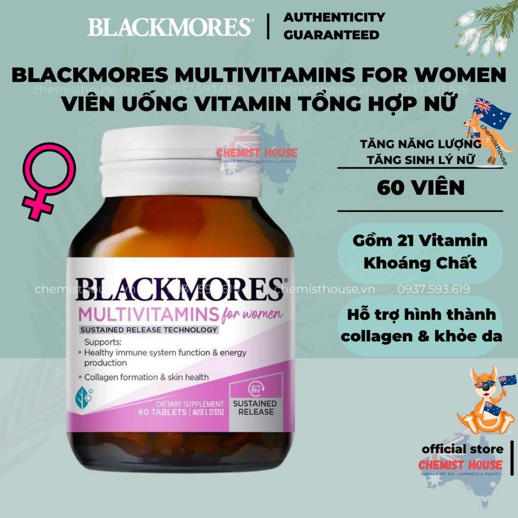 Blackmores Vitamin Tổng Hợp Nam Nữ Úc - Blackmores Multivitamin For Men | Women Tăng Năng Lượng Sức Khỏe Toàn Diện