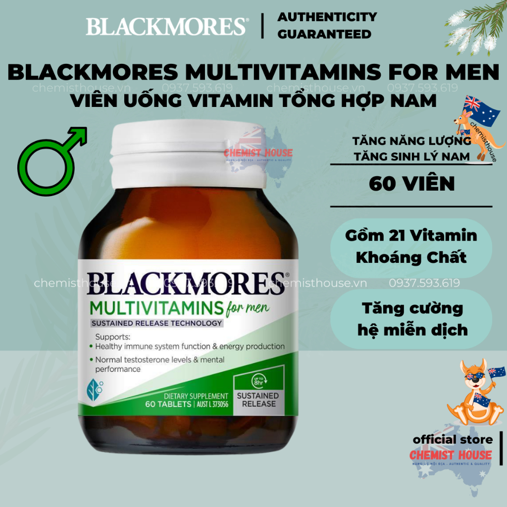 Blackmores Vitamin Tổng Hợp Nam Nữ Úc - Blackmores Multivitamin For Men | Women Tăng Năng Lượng Sức Khỏe Toàn Diện