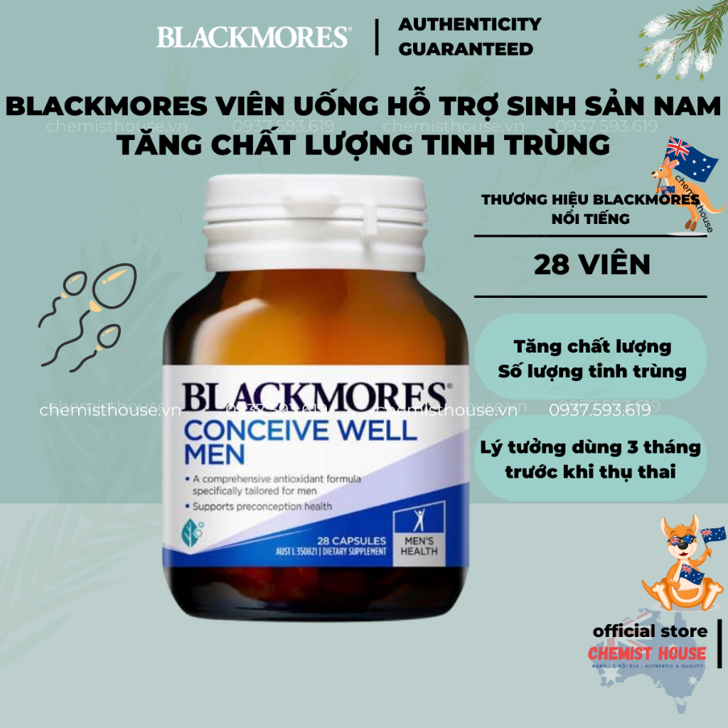 Viên uống tăng sinh lý tăng thụ thai cho Nam - Blackmores Conceive Well Men 28 Tablets