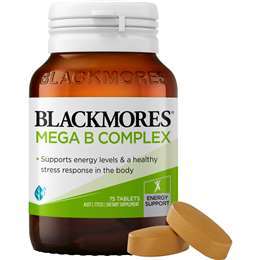 Viên Uống Tăng Cường Năng Lượng Vitamin Nhóm B - Blackmores Mega B Complex Energy Support Vitamin Phù Hợp Ăn Chay