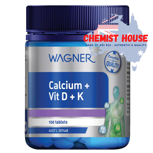 Wagner Calcium + Vitamin D + K - Viên uống bổ sung Canxi - Vitamin D & K 100 viên