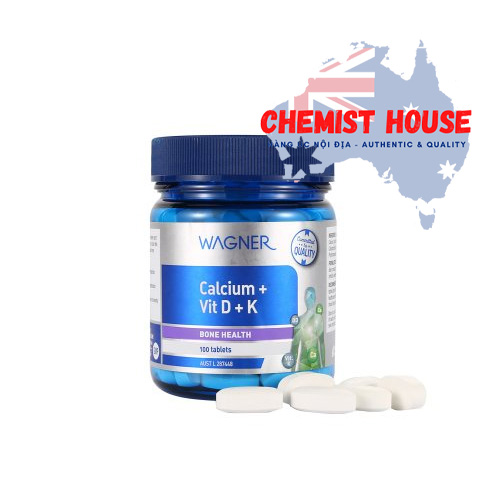 Wagner Calcium + Vitamin D + K - Viên uống bổ sung Canxi - Vitamin D & K 100 viên