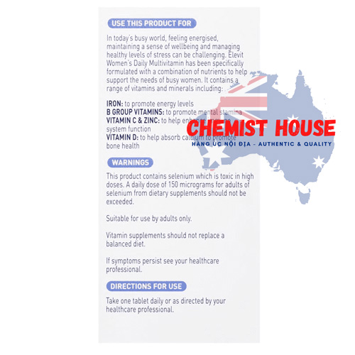 Elevit Women's Daily Multivitamin Tablets (100 days) - Vitamin Tổng Hợp Dành cho Nữ 100 viên