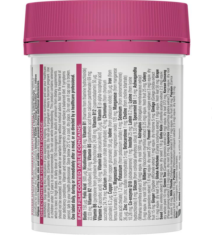 Swisse Women's Ultivite Multivitamin - 50 Vitamin TRONG 1 VIÊN dành cho Nữ