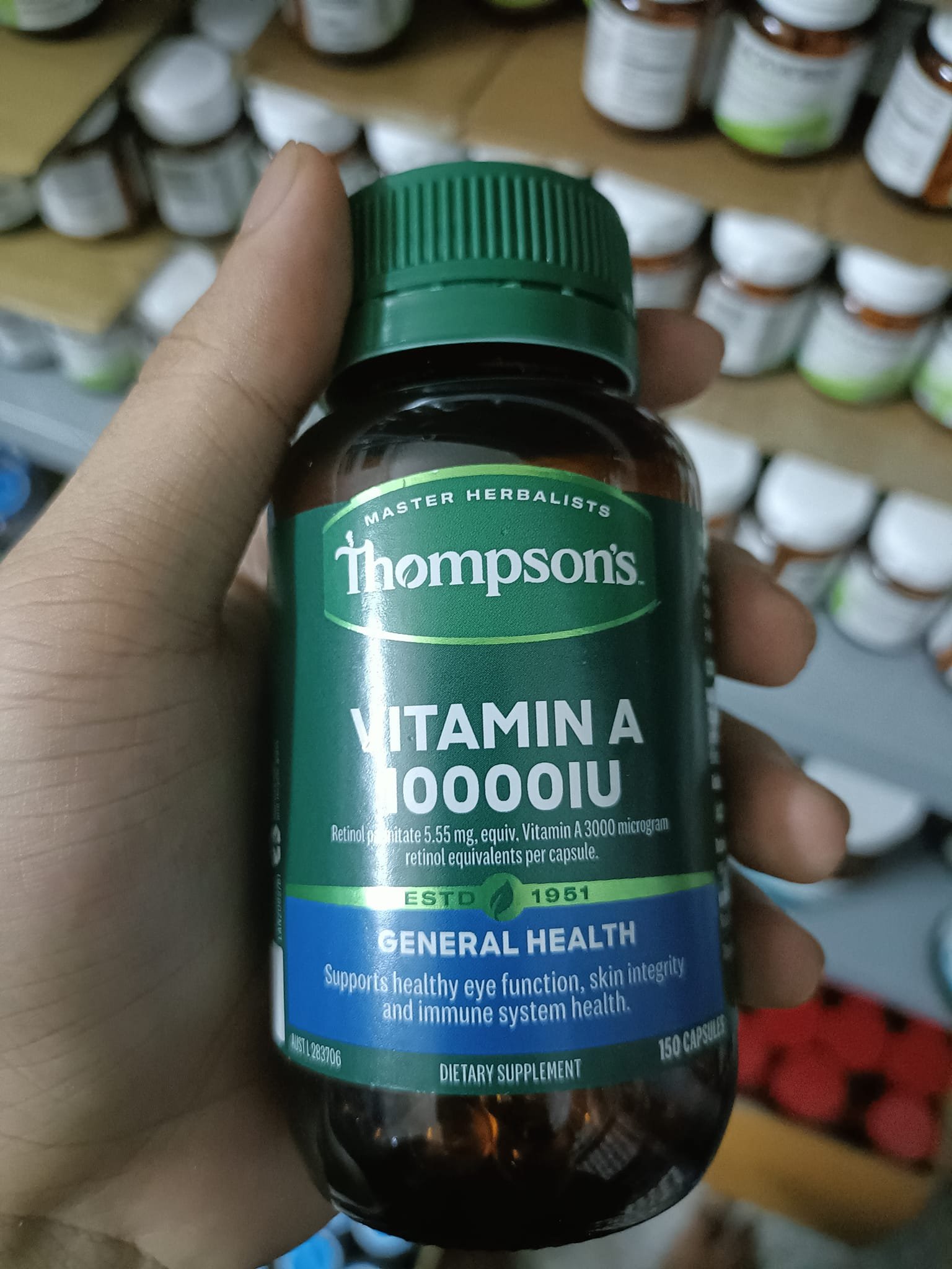 Viên Uống Bổ Sung Vitamin A - Thompson's Vitamin A 10000iu 150 Capsules