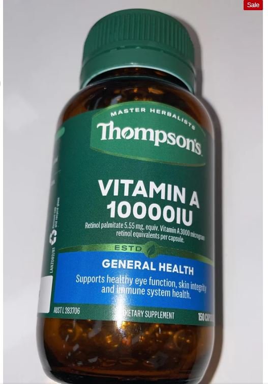 Viên Uống Bổ Sung Vitamin A - Thompson's Vitamin A 10000iu 150 Capsules
