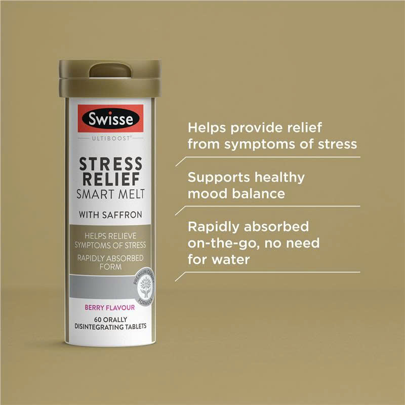 Swisse Ultiboost Stress Relief Smart Melts 60 pack - Swisse Ultiboost Giảm Căng Thẳng, Cải Thiện Trí Nhớ 60 viên