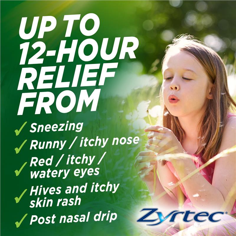 Zyrtec Kids Antihistamine Allergy & Hayfever Chewable Tablet Grape - Viên nhai giảm sốt và dị ứng vị nho 10 viên