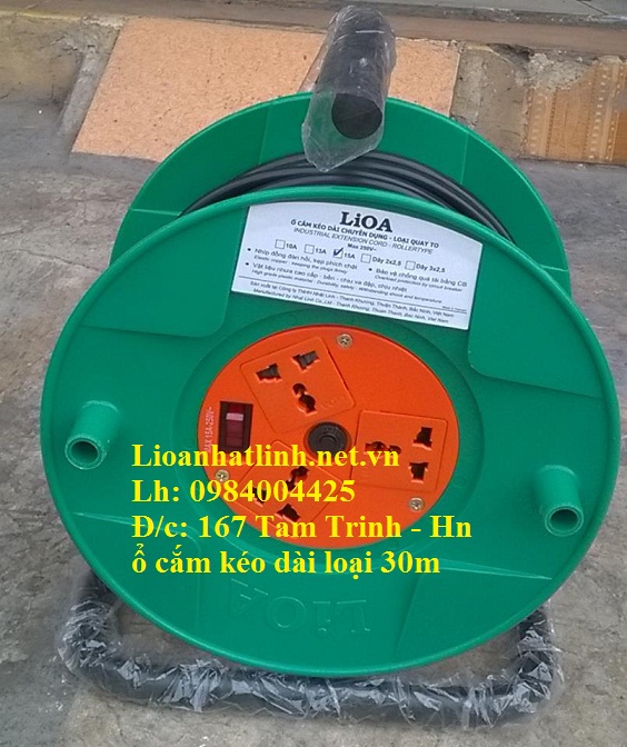 Ổ CẮM LIOA KIỂU QUAY TAY DÂY DÀI 30M - 15A DÂY 3 LÕI