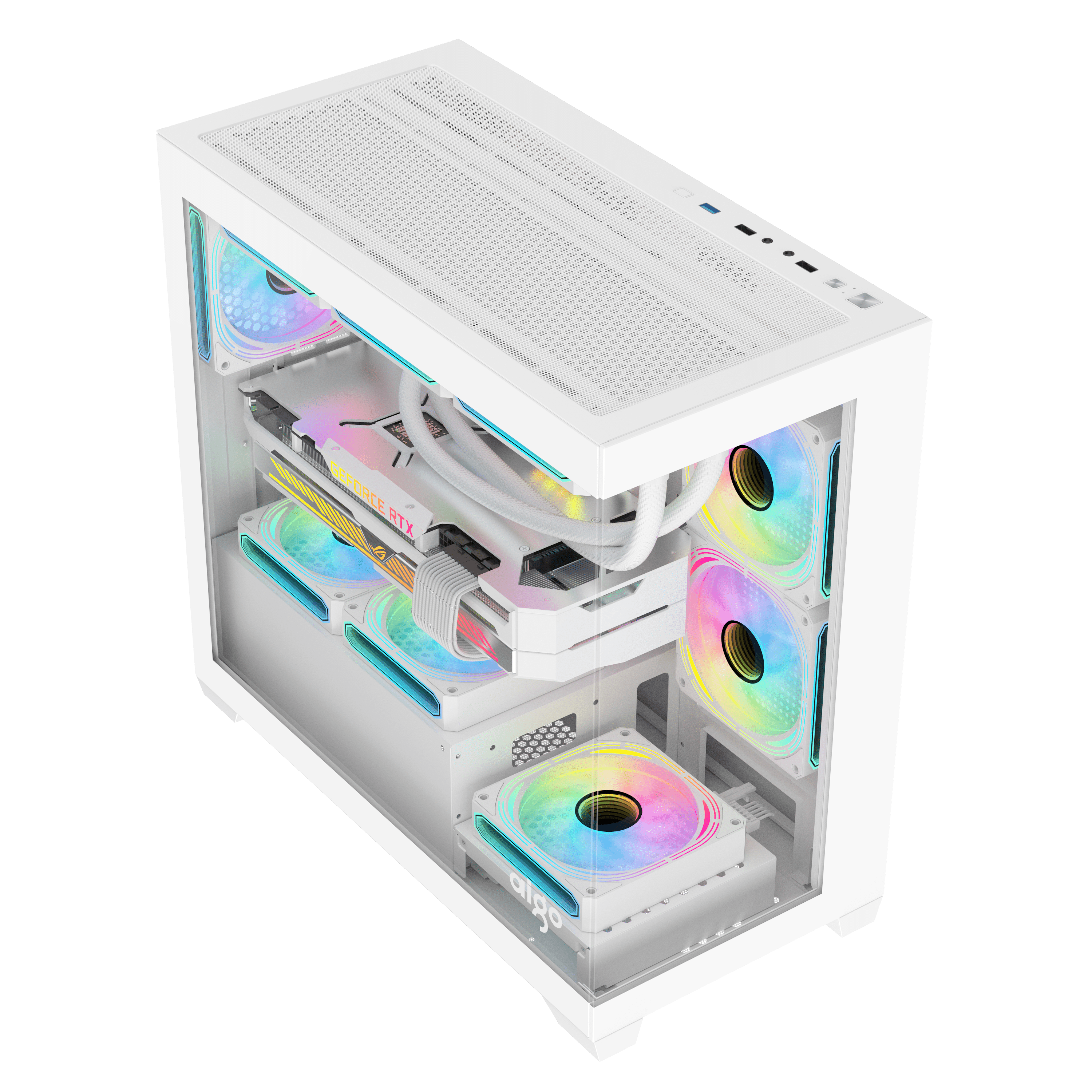 VỎ CASE GAMING AIGO C218M WHITE (M-ATX/ MÀU TRẮNG)