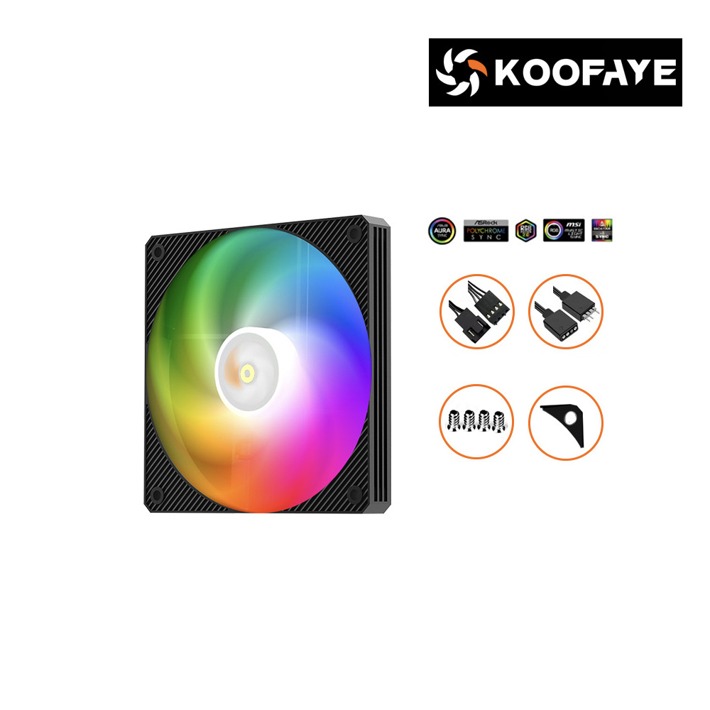 Quạt tản nhiệt KOOFAYE 12015-XT-ARGB BLACK (MÀU ĐEN/ 120MM/ MỎNG 15MM/ LED ARGB)