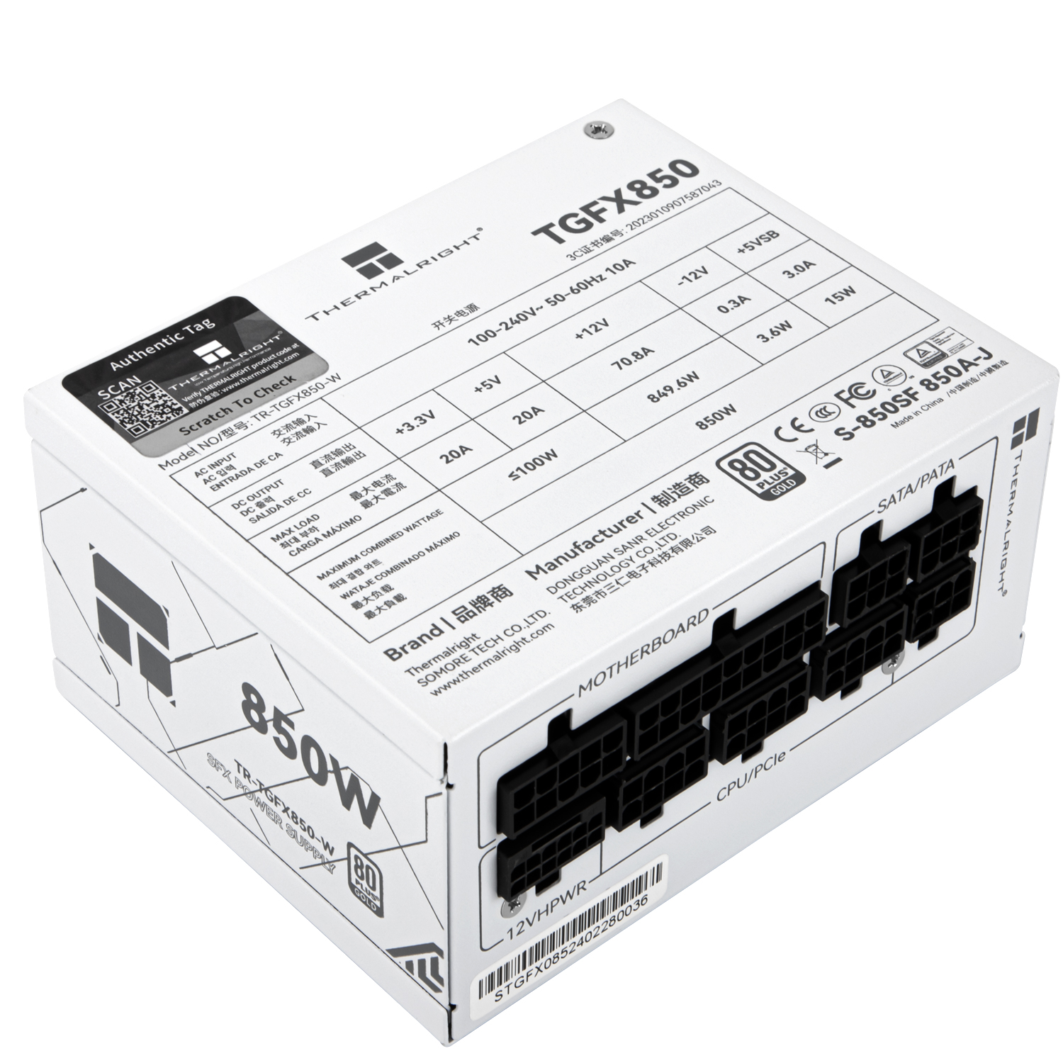 NGUỒN THERMALRIGHT TR-TGFX850-W (MÀU TRẮNG/ CHUẨN SFX/ FULL MODULAR/ 850W)
