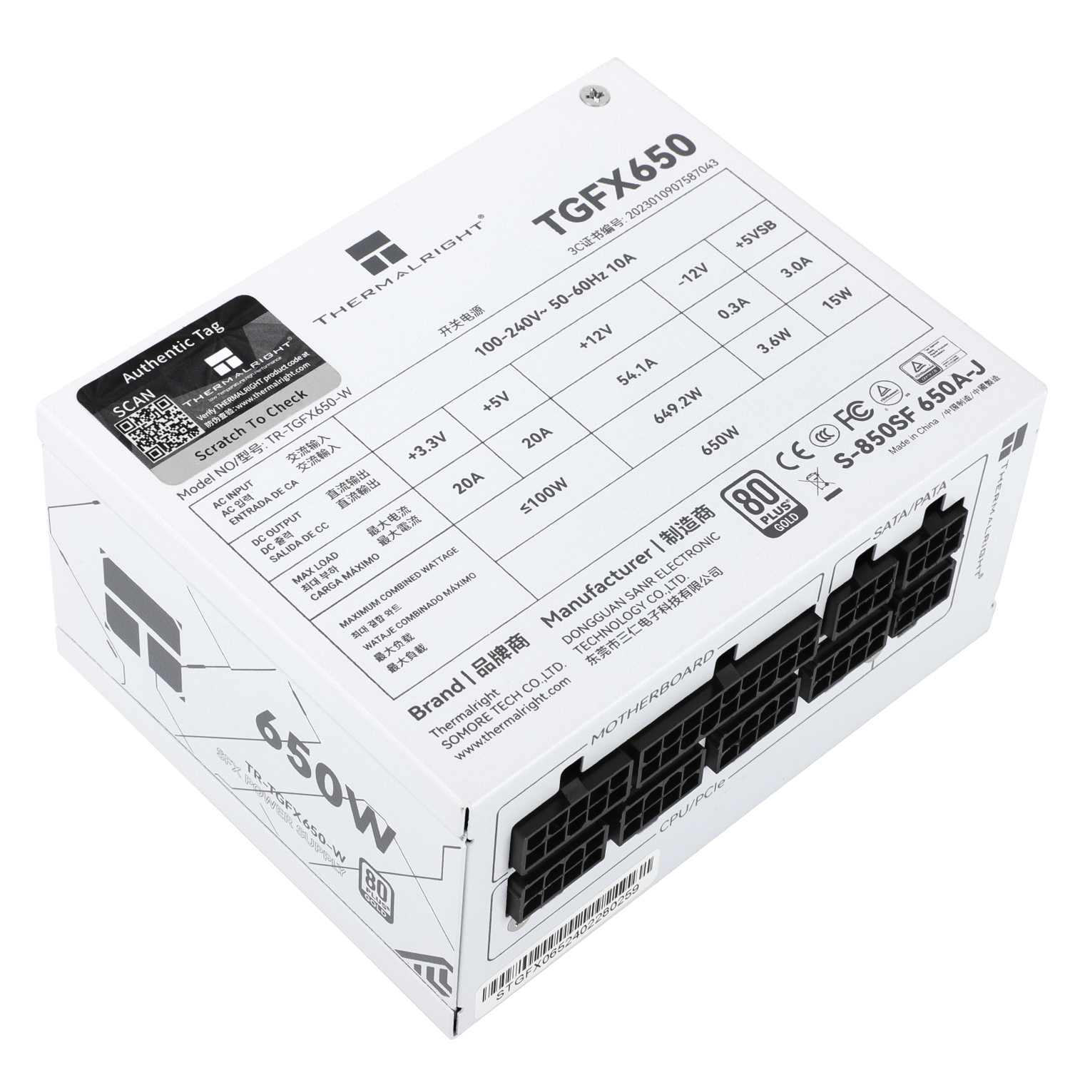 NGUỒN THERMALRIGHT TR-TGFX650-W (MÀU TRẮNG/ CHUẨN SFX/ FULL MODULAR/ 650W)