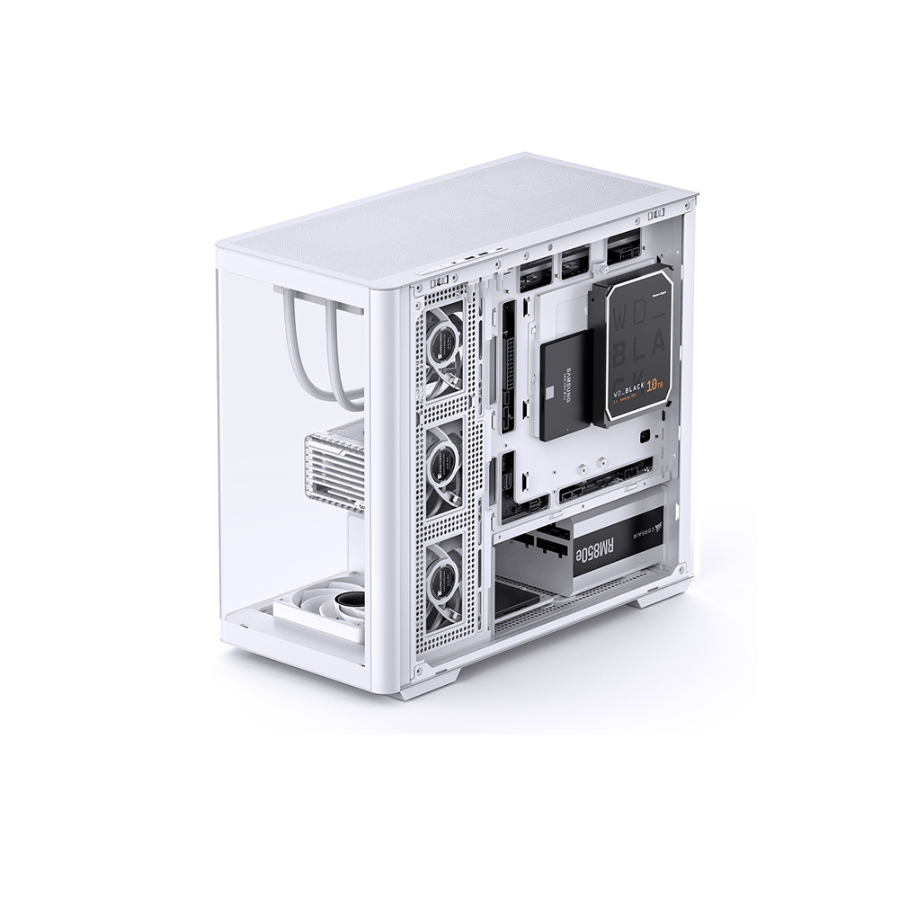 Vỏ Case JONSBO D300 White ( MATX, Màu Trắng, Kính Cong)