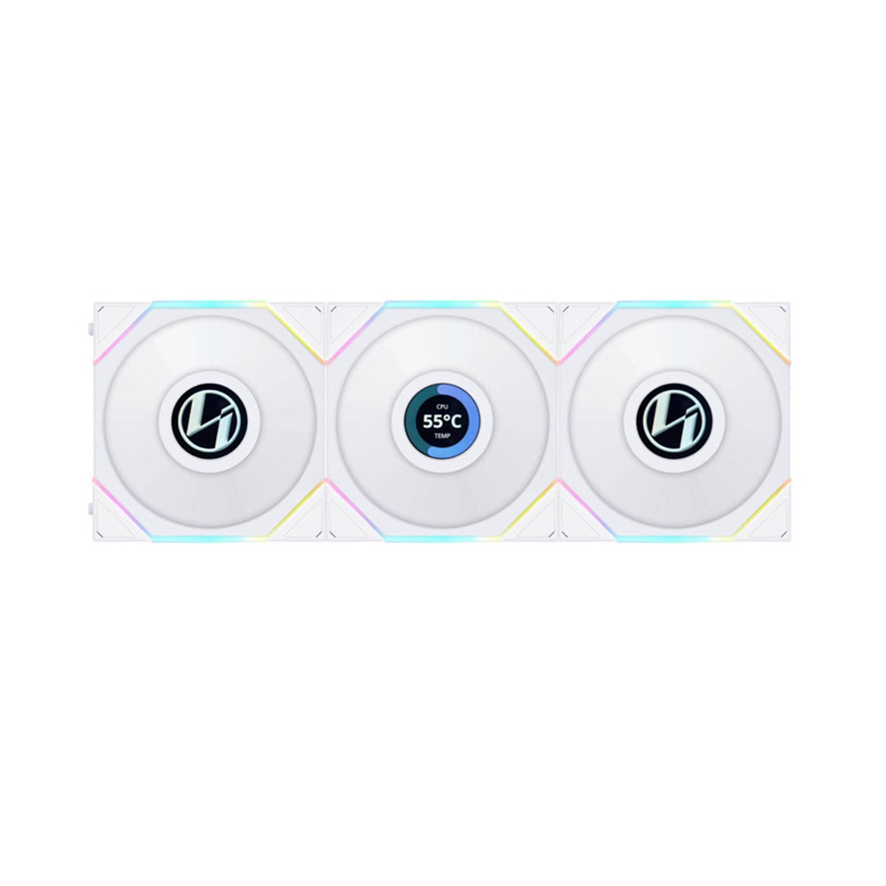 FAN CASE LIAN LI TL120 LCD TRIPLE PACK WITH CONTROLLER WHITE (BỘ 3 FAN/Màn Hình LCD/ MÀU TRẮNG)