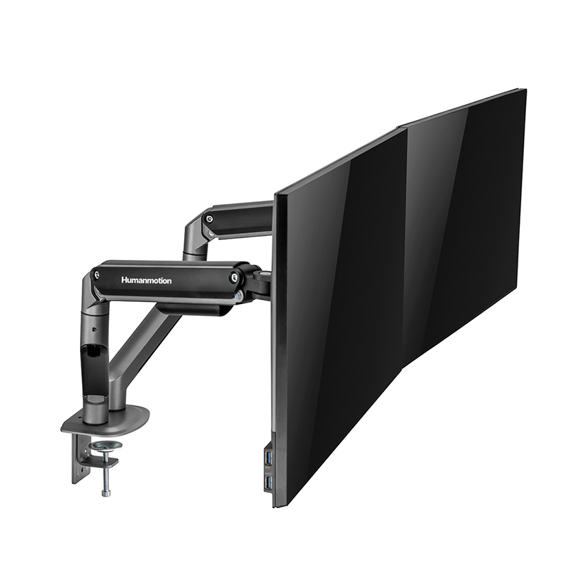 GIÁ TREO MÀN HÌNH HUMAN MOTION T6 PRO DUAL - MÀU ĐEN (17 INCH - 32 INCH)