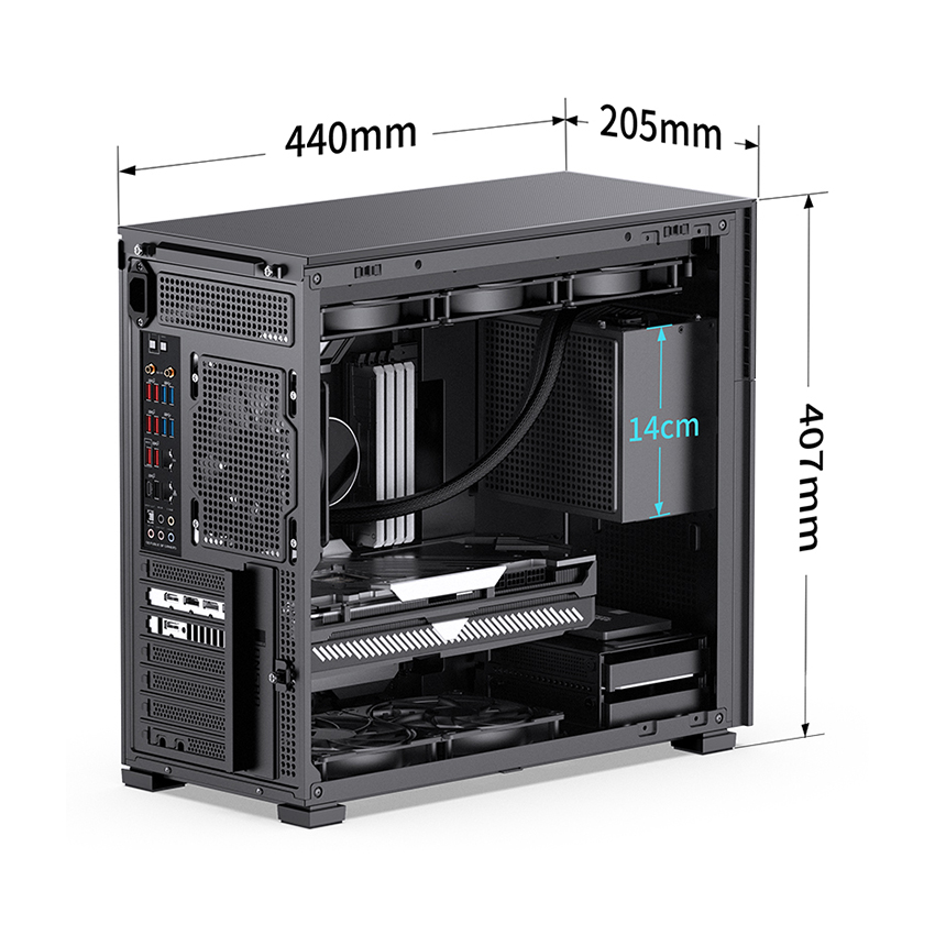 VỎ CASE JONSBO D41 STD BLACK (MID TOWER/MÀU ĐEN)