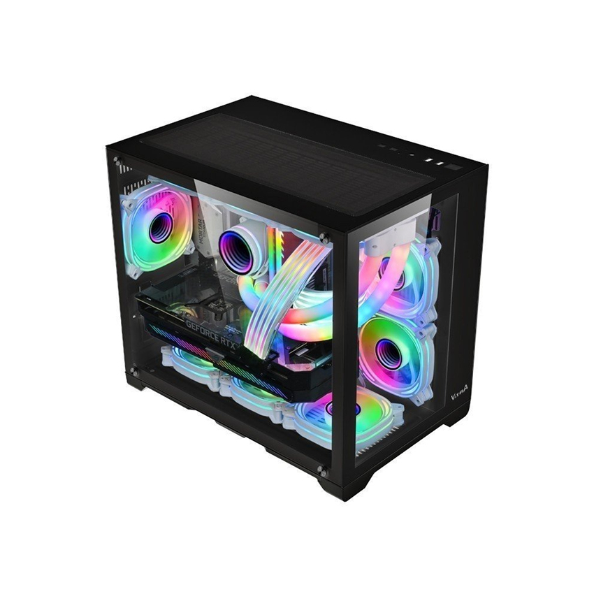 VỎ CASE VITRA CRYSTAL S1 PRO BLACK  (M-ATX/ RAD 360)