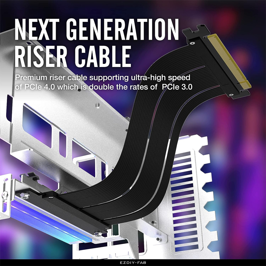 BỘ DỰNG DỌC VGA KÈM RISER EZDIY ARGB VERTICAL GPU MOUNT WITH PCIE4.0 RISER CABLE - WHITE