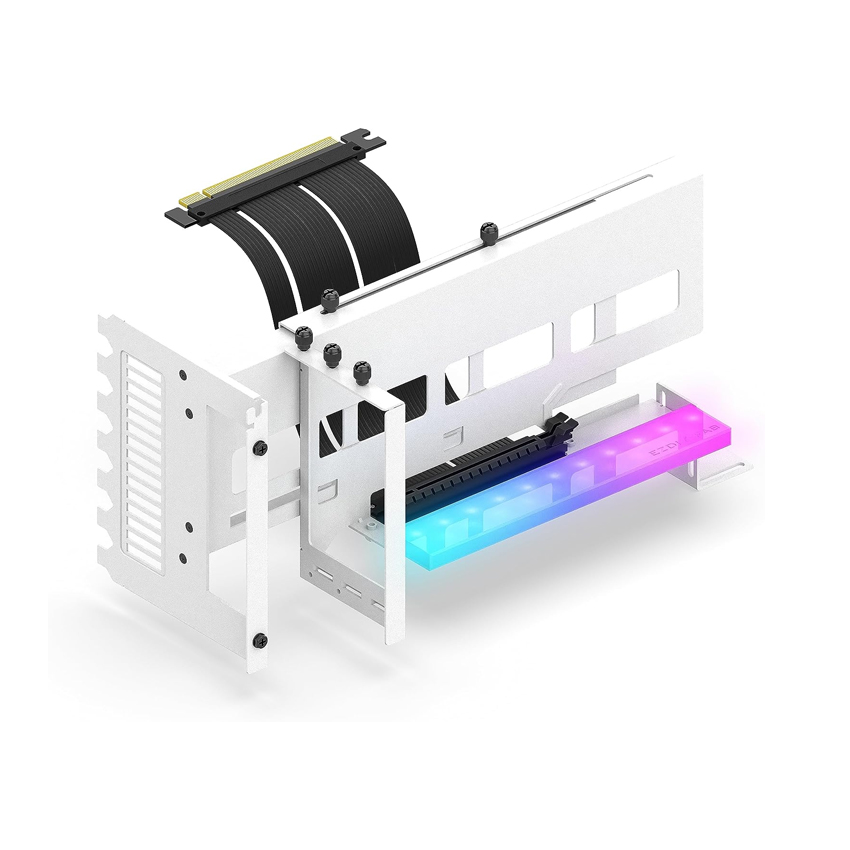 BỘ DỰNG DỌC VGA KÈM RISER EZDIY ARGB VERTICAL GPU MOUNT WITH PCIE4.0 RISER CABLE - WHITE