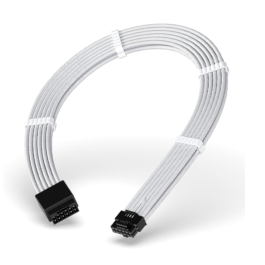 DÂY NGUỒN NỐI DÀI CHO CARD ĐỒ HOẠ EZDIY 16AWG 12VHPWR MALE TO FEMALE EXTENSION CABLE - WHITE