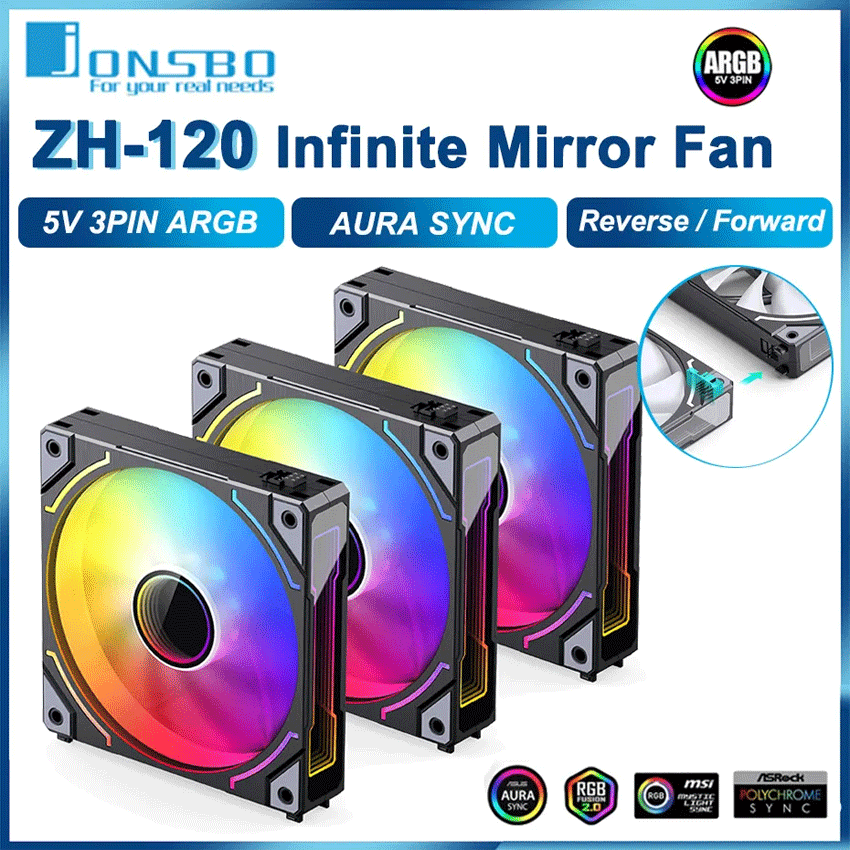 Quạt tản nhiệt JONSBO ZH-120B - BLACK (MÀU ĐEN/QUẠT THỔI)