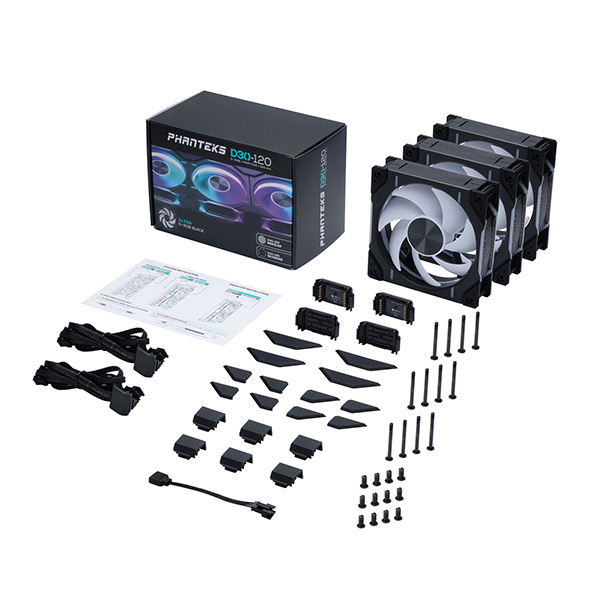 Quạt tản nhiệt PHANTEKS D30 120 BLACK - TRIPLE PACK (MÀU ĐEN/ BỘ 3 QUẠT)