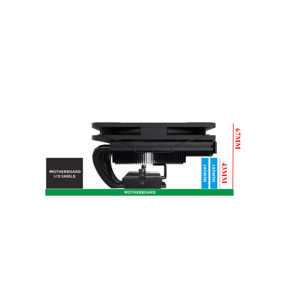 Tản nhiệt CPU METALFISH DH670 V6 ARGB BLACK (MÀU ĐEN/ LOW PROFILE/ LED ARGB/ 67MM)