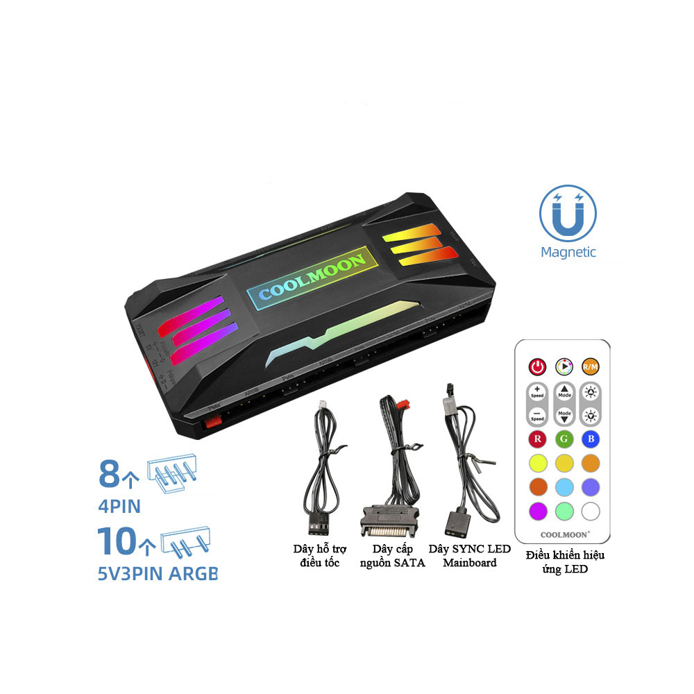 HUB COOLMON P-ARGB V2 (8 cổng 4 Pin PWM/ 10 cổng LED 3 Pin 5V-ARGB)