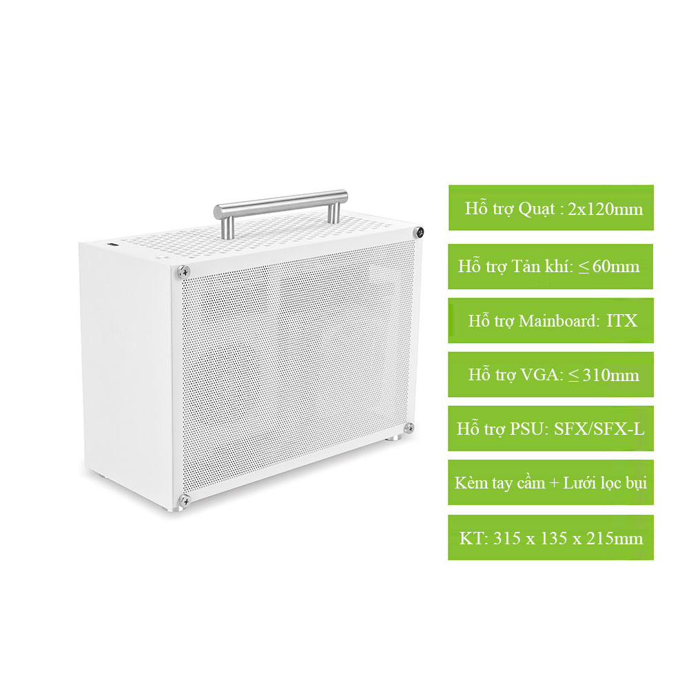 VỎ CASE MÁY TÍNH METALFISH T60 MESH WHITE (MÀU TRẮNG/ MẶT LƯỚI/ ITX/ SFX)