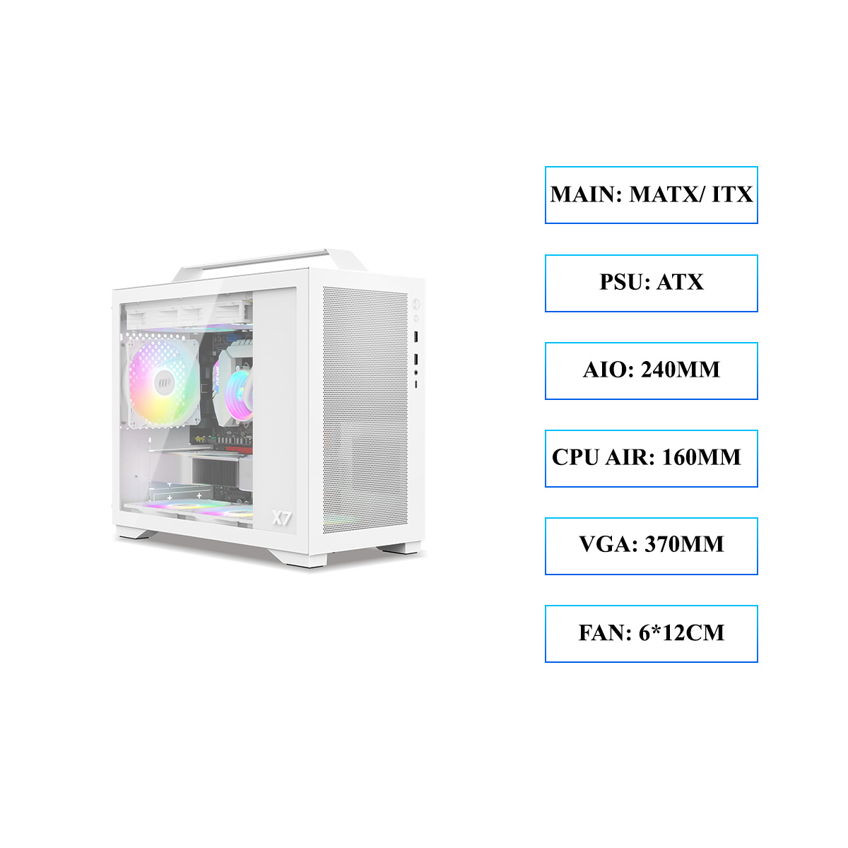 VỎ CASE MÁY TÍNH METALFISH X7 WHITE (MATX/ ITX/ MÀU TRẮNG)