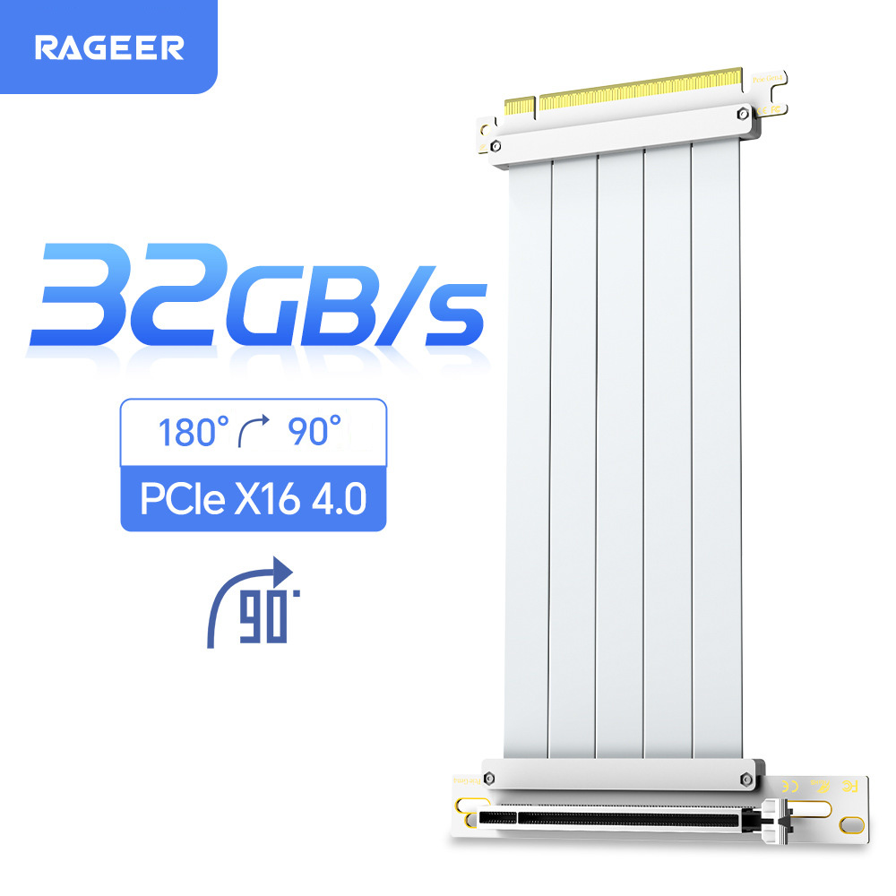 RISER RAGGER 90 ĐỘ PCIE X16 RAGGER 4.0 WHITE - HỖ TRỢ DỰNG DỌC VGA (20CM/ MÀU TRẮNG)