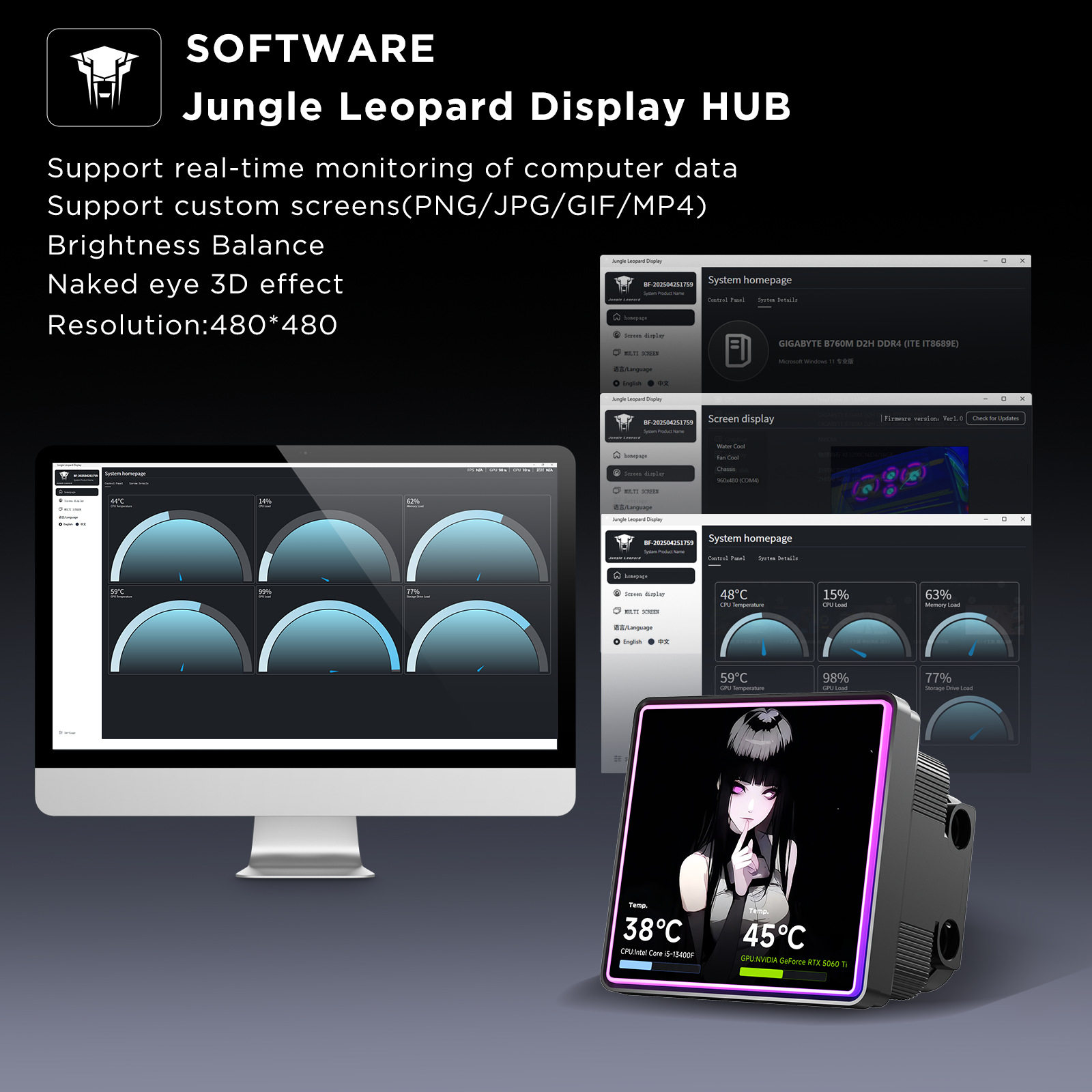 TẢN NHIỆT NƯỚC AIO JUNGLE LEOPARD PROFLOW 360 SE BLACK ARGB (MÀU ĐEN/ MÀN HIỂN THỊ LCD)