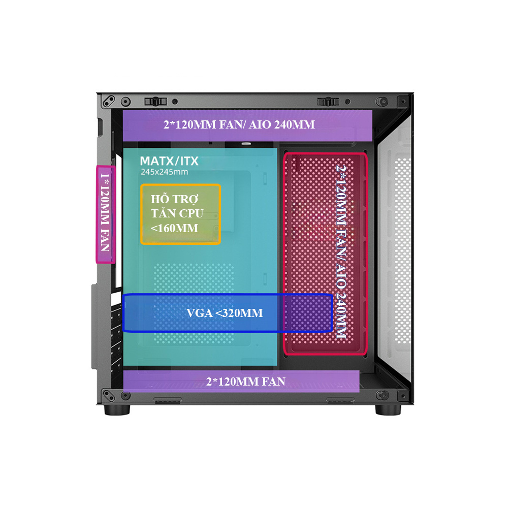 VỎ CASE METALFISH M240 BLACK (M-ATX/ MÀU ĐEN)
