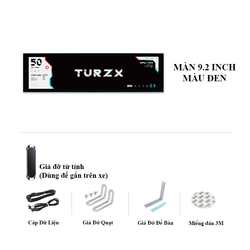 Màn hình TURZX 9.2 inch BLACK (MÀU ĐEN/ Hiển thị thông số PC/ Tấm nền IPS)