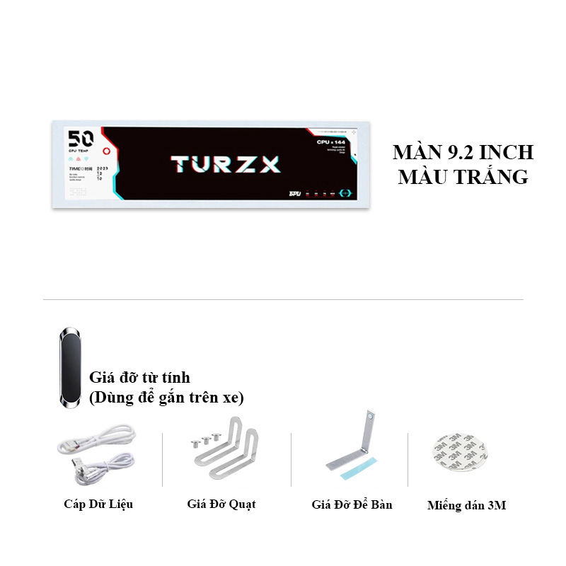 Màn hình TURZX 9.2 inch WHITE (MÀU TRẮNG/ Hiển thị thông số PC/ Tấm nền IPS)