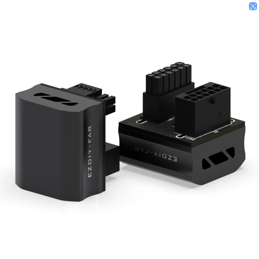 Đầu đảo góc nguồn EZDIY-FAB SHIELD 12VHPWR 600W GPU POWER ADAPTER 180 Degrees BLACK (MÀU ĐEN)