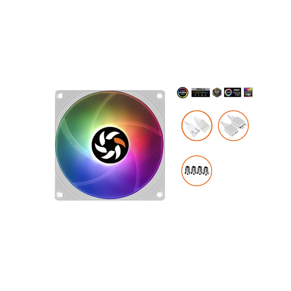 QUẠT TẢN NHIỆT KOOFAYE XT-9015-WS ARGB WHITE (MÀU TRẮNG/ 90MM/ MỎNG 15MM/ LED ARGB)