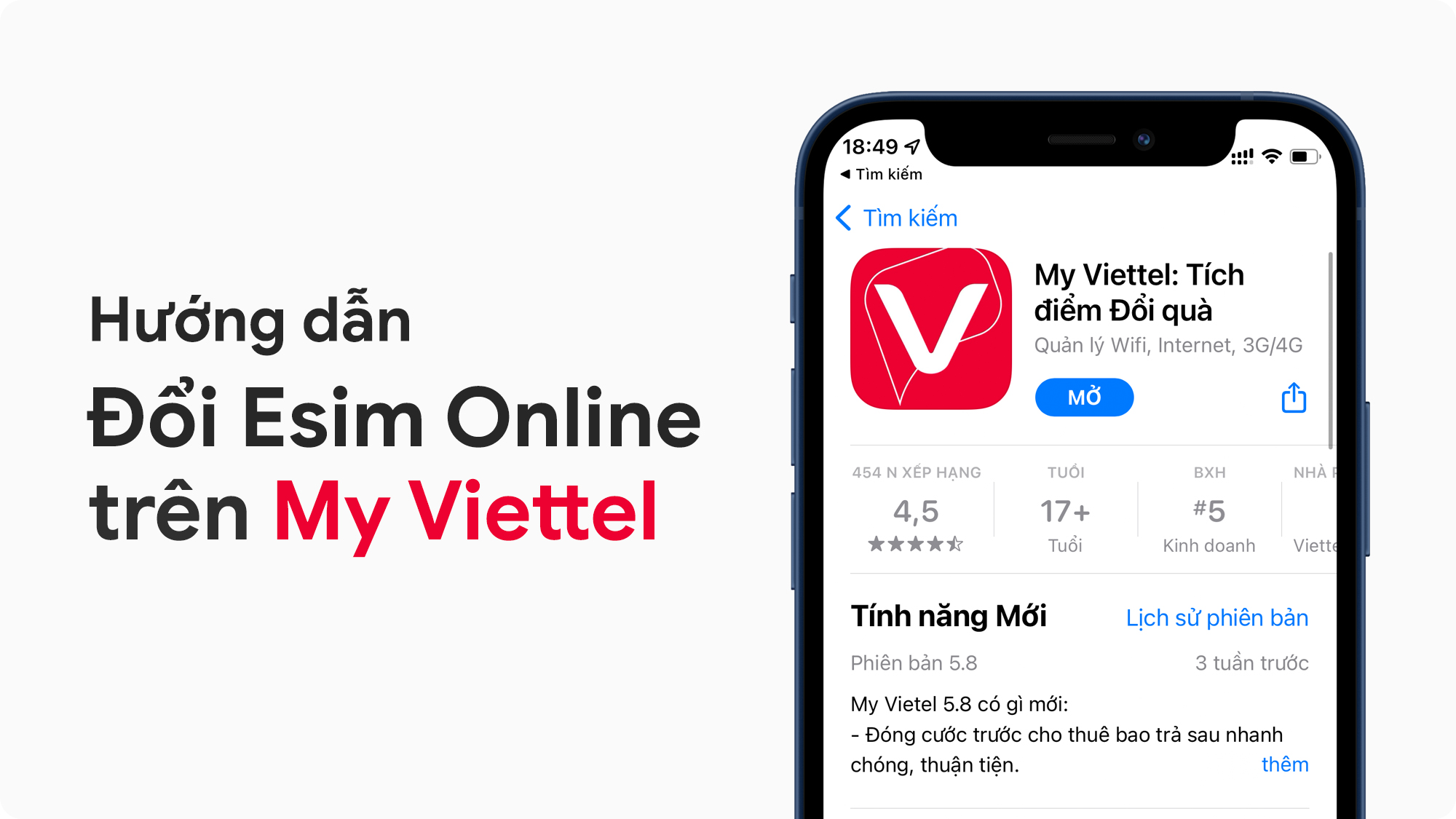 Hướng dẫn đổi Esim trên My Viettel, không cần ra cửa hàng