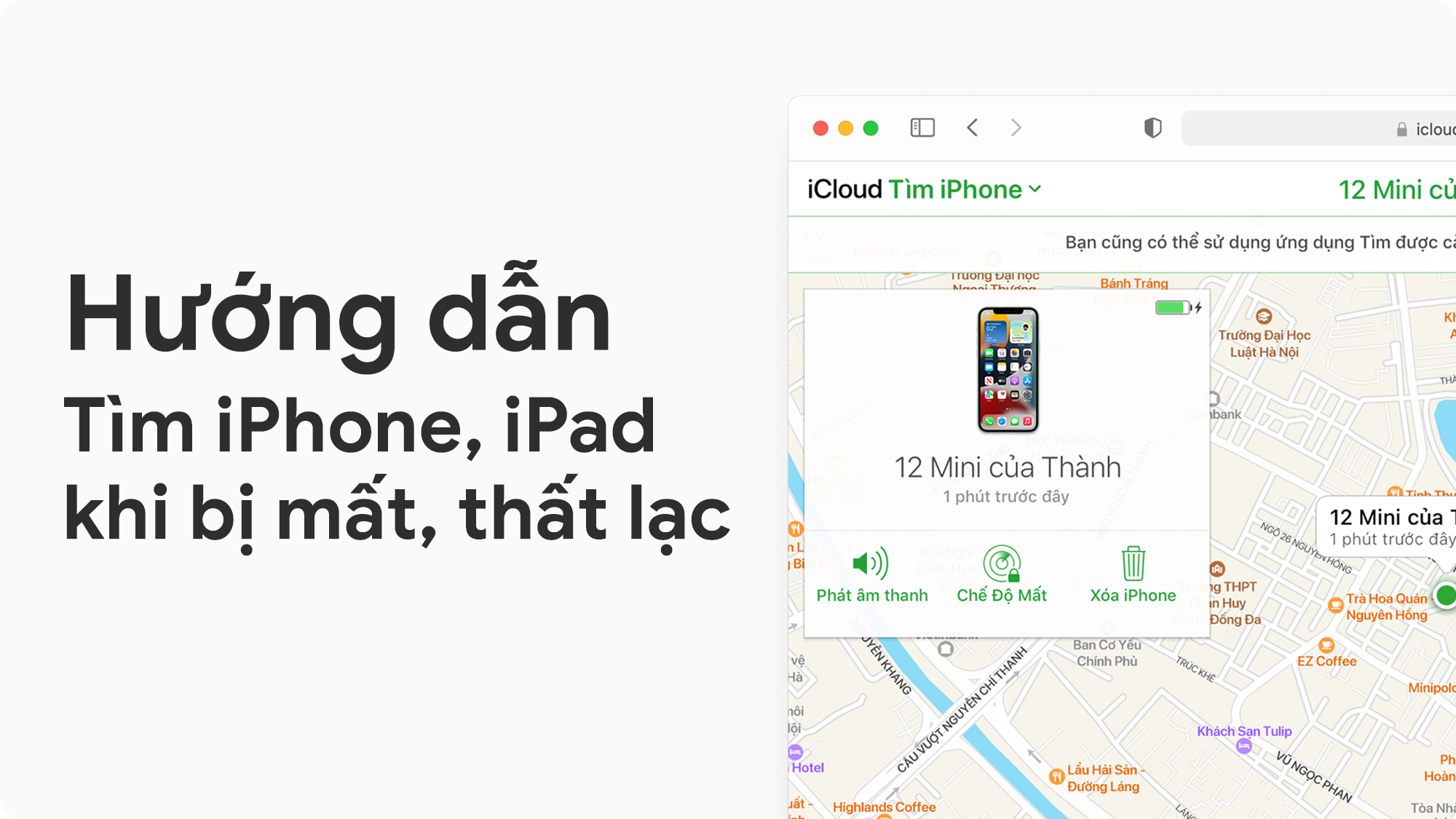 Hướng dẫn tìm iPhone, iPad khi bị mất, thất lạc